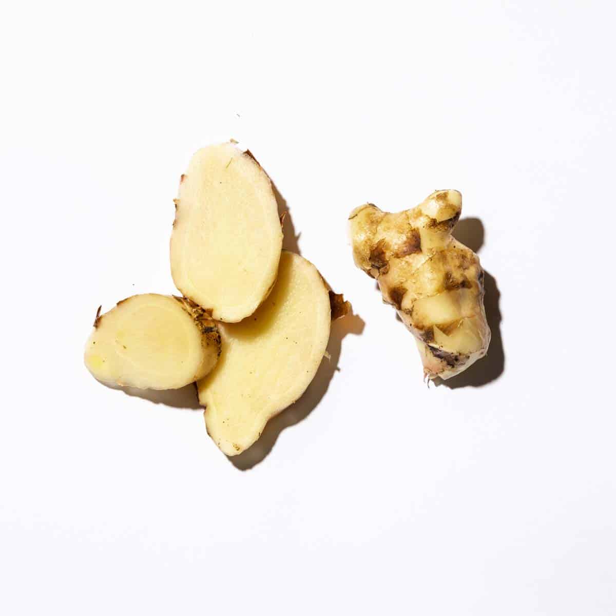 ginger root on white background